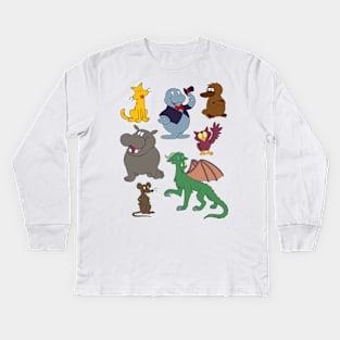 Megan's Menagerie Pattern Kids Long Sleeve T-Shirt